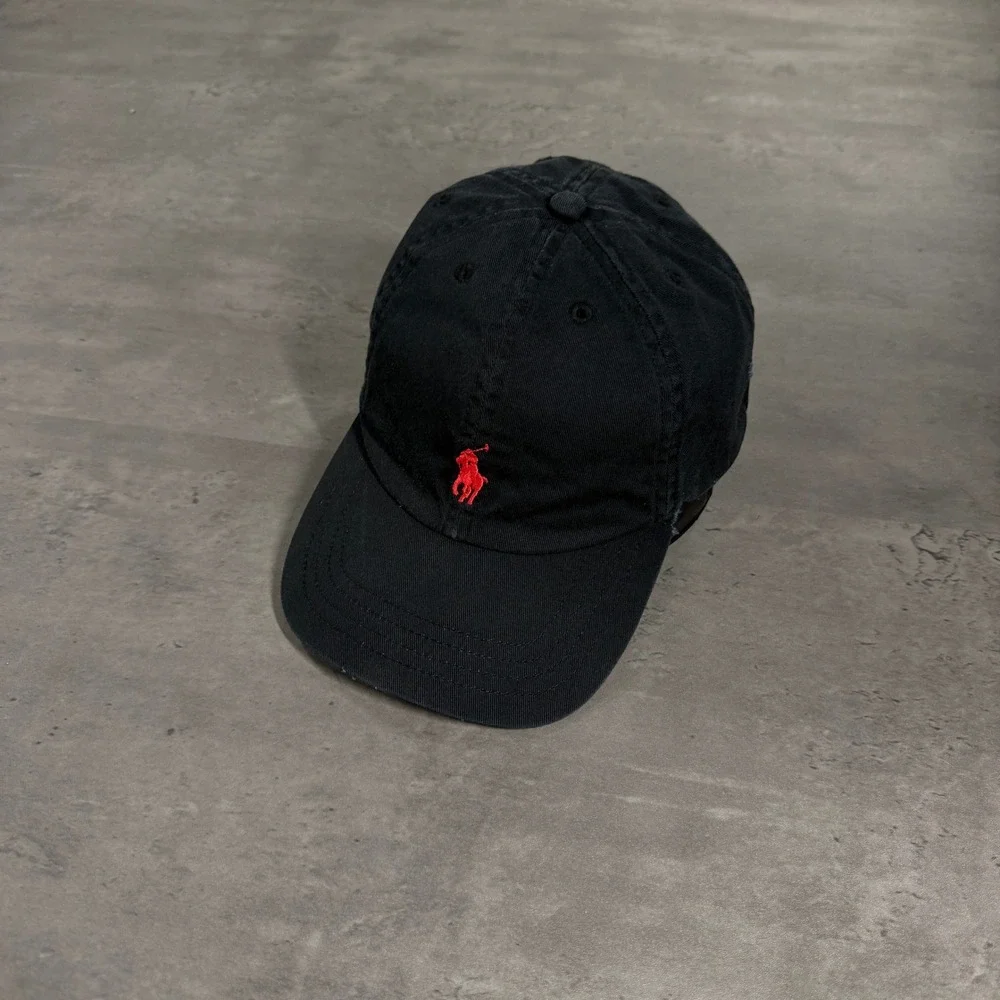 Polo Ralph Lauren Baseball Cap Youth Boys 8-20 Black Red Pony Adjustable Hat